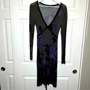 United Colors of Benetton Abstract Print Long Sleeve Dress